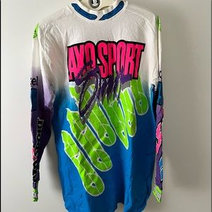 Vintage 90’s Day Glow Axo Sport Jersey Motocross Fox Tactel Aquator XXL